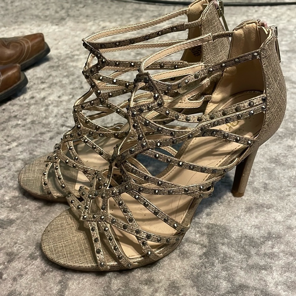 Tan/gold heels from Macys, worn once.